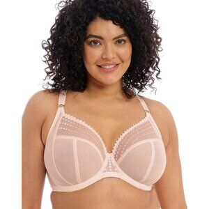 ELOMI Matilda Plunge Bra in Mesh Pearl Blush Feminine - Size 34L